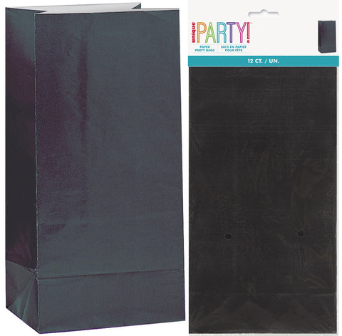 BLACK PAPER LOOT BAGS 12 pack