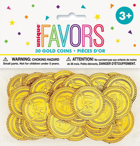 TREASURE GOLD COINS 30 pack FAVORS - Whip It Up Cake Supplies