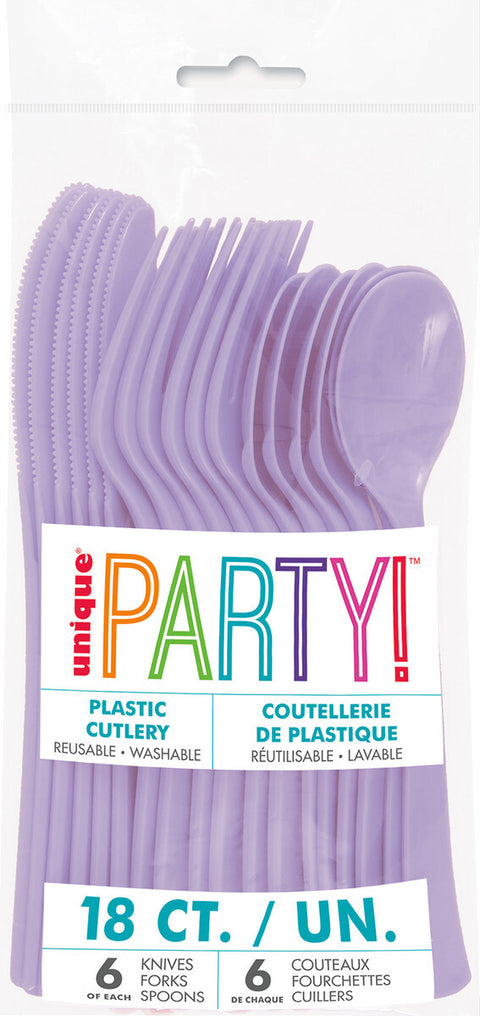 LAVENDER ASSORTED CUTLERY 18 pack - Whip It Up Cake Supplies