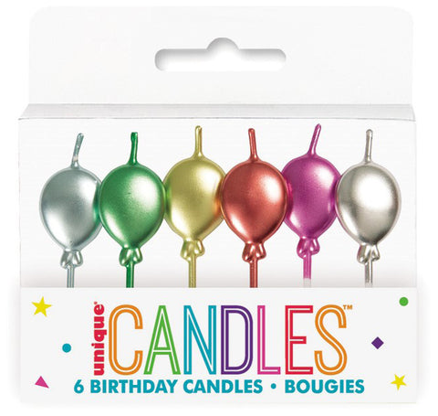 METALLIC BALLOON CANDLES 6 pack - Whip It Up Cake Supplies