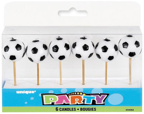 SOCCER BALL PICK CANDLES 6 pack - Whip It Up Cake Supplies