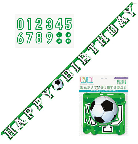 SOCCER HAPPY BIRTHDAY JOINTED BANNER ADD YOUR AGE - Whip It Up Cake Supplies