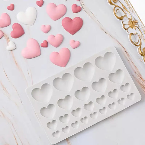 RANDOM HEARTS SILICONE MOULD x 25 cavity - Whip It Up Cake Supplies