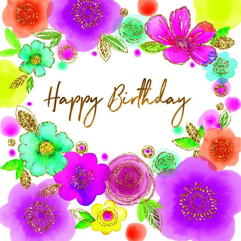 FLOWERS WATER COLOUR BIRTHDAY CARD