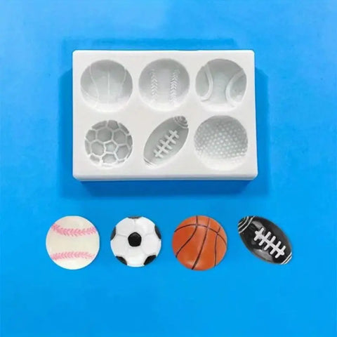 SPORTS BALL SILICONE MOULD x 6 cavity - Whip It Up Cake Supplies