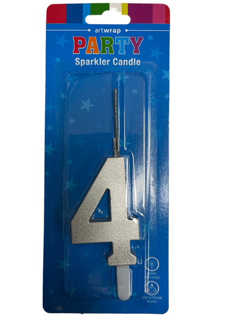 SILVER CANDLE SPARKLER #4 - Whip It Up Cake Supplies