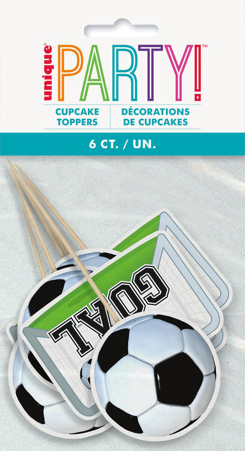 SOCCER CUPCAKE TOPPERS - 6 pack CARDBOARD - Whip It Up Cake Supplies