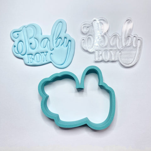 BABY BOY EMBOSSED COOKIE STAMP & CUTTER SET - Whip It Up Cake Supplies