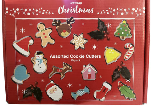 CHRISTMAS ASSORTED COOKIE CUTTERS 15 pack