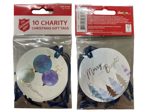 CHRISTMAS GIFT TAGS ROUND 10 pack - BLUE