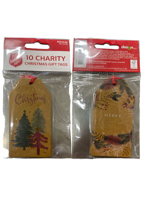 CHRISTMAS GIFT TAGS RECTANGLE 10 pack - NATURAL