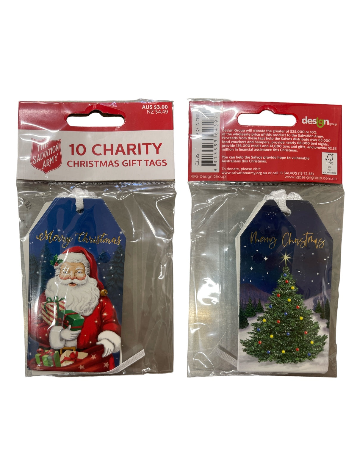 CHRISTMAS GIFT TAGS RECTANGLE 10 pack - BLUE | Whip It Up Cake Supplies