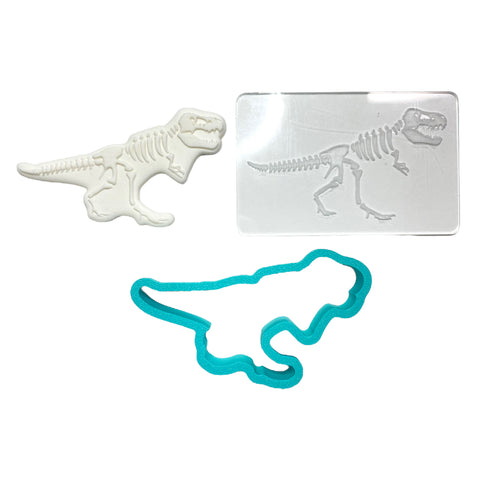 DINOSAUR SKELETON - RAISE IT UP COOKIE STAMP & CUTTER SET - Whip It Up Cake Supplies