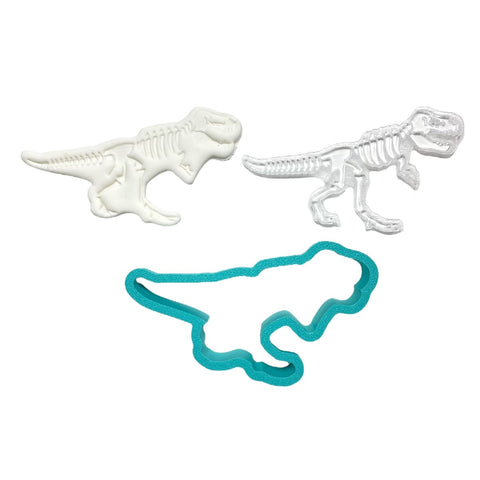 DINOSAUR SKELETON EMBOSSED COOKIE STAMP & CUTTER SET - Whip It Up Cake Supplies