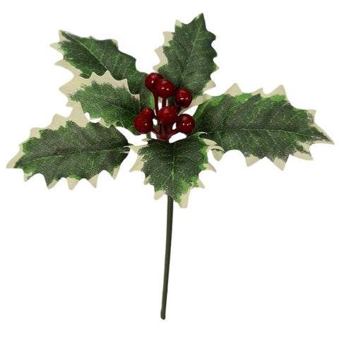 MINI HOLLY WITH BERRIES PICK 13.5cm long - Whip It Up Cake Supplies