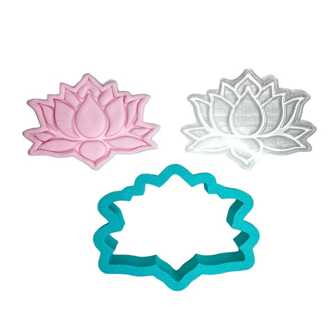 LOTUS EMBOSSED COOKIE STAMP & CUTTER SET - Whip It Up Cake Supplies