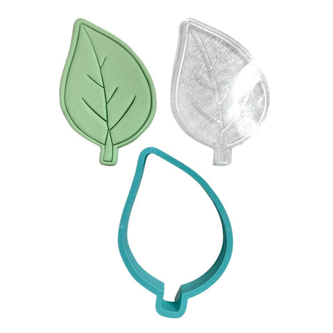 LEAF EMBOSSED COOKIE STAMP & CUTTER SET - Whip It Up Cake Supplies