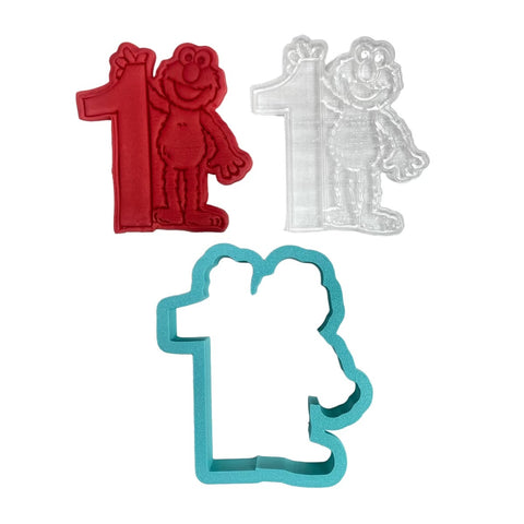 ELMO 1 EMBOSSED COOKIE STAMP & CUTTER SET - Whip It Up Cake Supplies