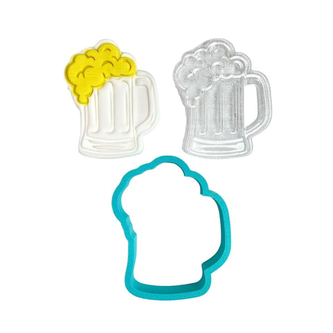 BEER MUG EMBOSSED COOKIE STAMP & CUTTER SET - Whip It Up Cake Supplies