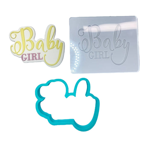 BABY GIRL - RAISE IT UP COOKIE STAMP & CUTTER SET - Whip It Up Cake Supplies