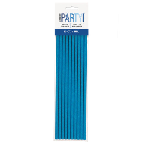 PAPER STRAWS BLUE 10 pack