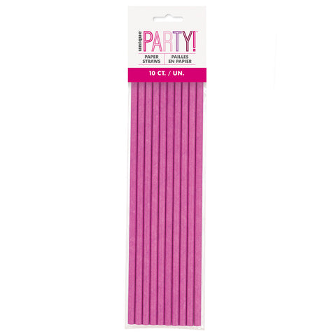 PAPER STRAWS PINK 10 pack