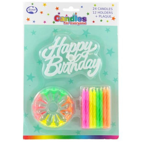 NEON CANDLES 24pk WITH PLAQUE - Whip It Up Cake Supplies