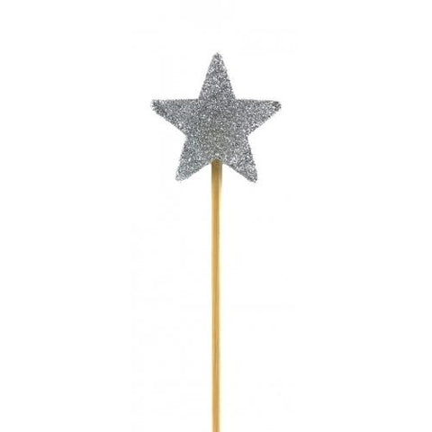 SILVER STAR GLITTER CANDLE