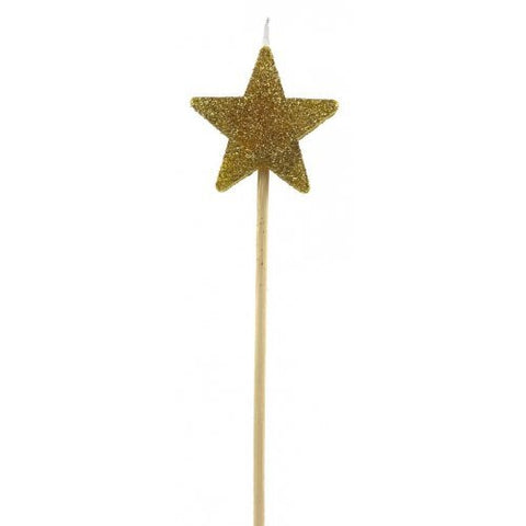 GOLD STAR GLITTER CANDLE - Whip It Up Cake Supplies