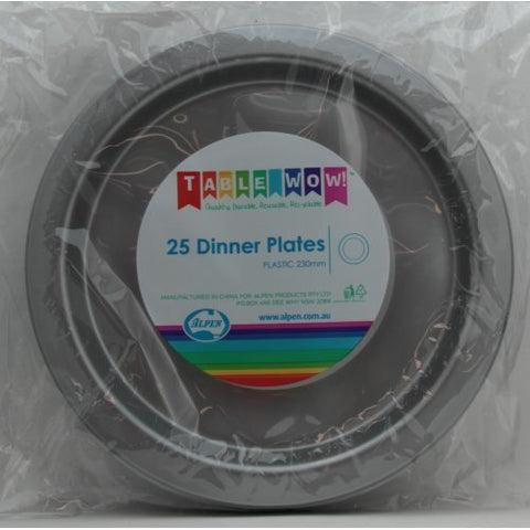 SILVER DINNER PLATES 25pk - Whip It Up Cake Supplies