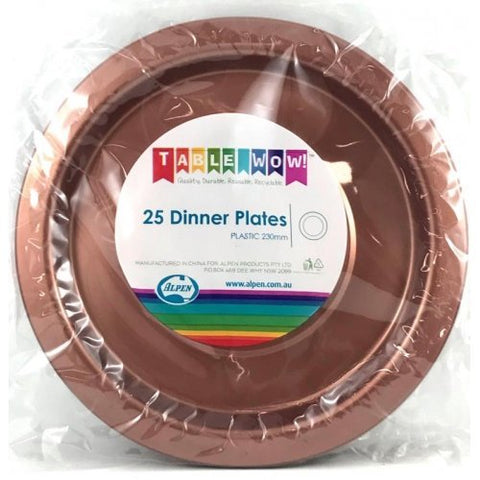 ROSE GOLD DINNER PLATES 25pk - Whip It Up Cake Supplies