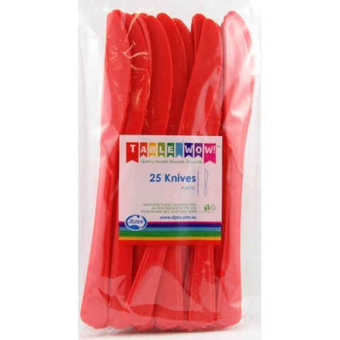 RED PLASTIC KNIFES 25pk - Whip It Up Cake Supplies