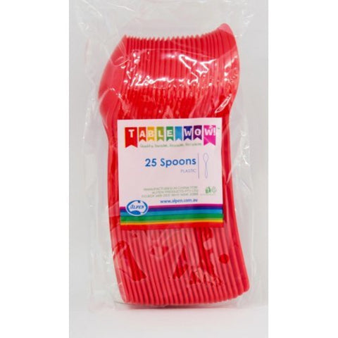 RED PLASTIC SPOONS 25pk - Whip It Up Cake Supplies