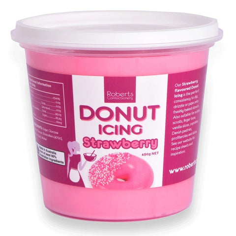 DONUT STRAWBERRY ICING 450g - Whip It Up Cake Supplies