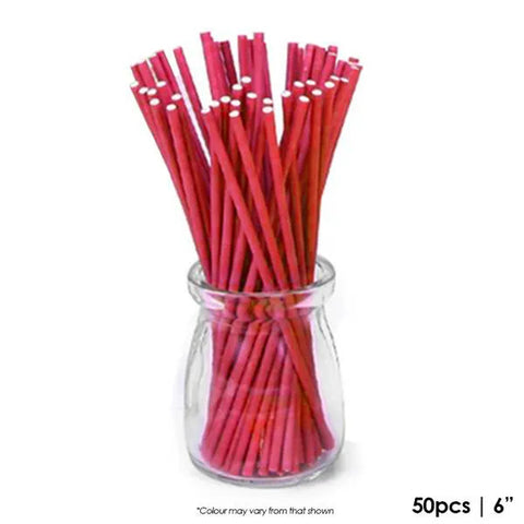 RED LOLLIPOP STICKS 150mm 50pkt - Whip It Up Cake Supplies