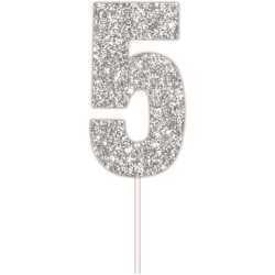 #5 SILVER GLITTER CARD TOPPER | Whip It Up Cake Supplies