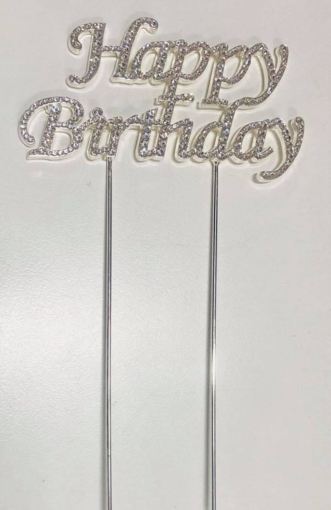 HAPPY BIRTHDAY DIAMANTE PIN 9.5cm wide - Whip It Up Cake Supplies