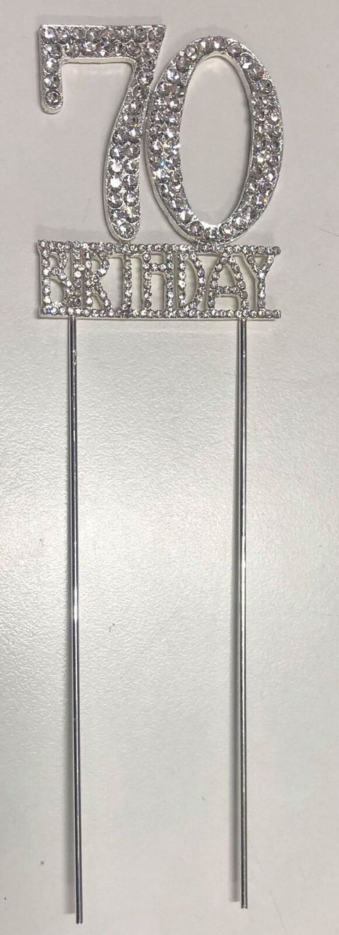 70 BIRTHDAY DIAMANTE CAKE PIN 6cm high - Whip It Up Cake Supplies