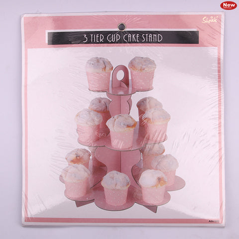3 TIER BABY PINK SPOTTED CUPCAKE STAND