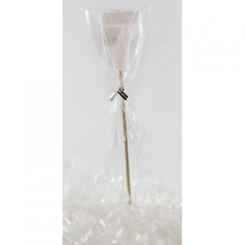 GLITTER  #7 WHITE CANDLE ON STICK - Whip It Up Cake Supplies