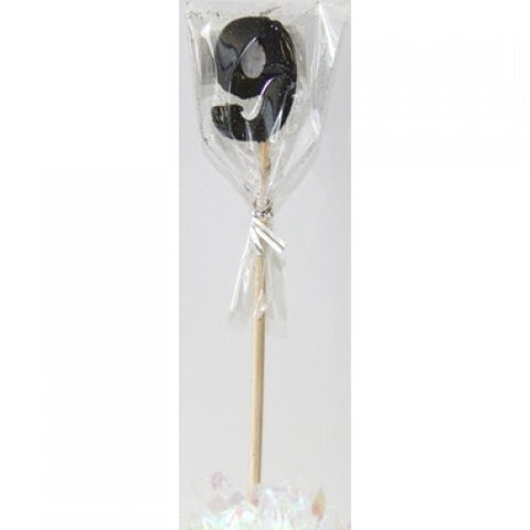 GLITTER #9 BLACK CANDLE ON STICK - Whip It Up Cake Supplies